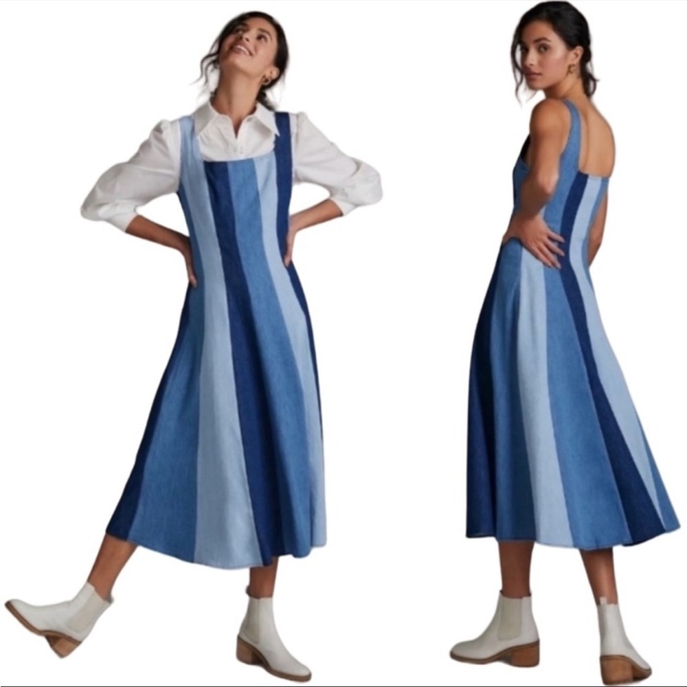 *Farm Rio* Colorblock Denim Midi Dress, Small